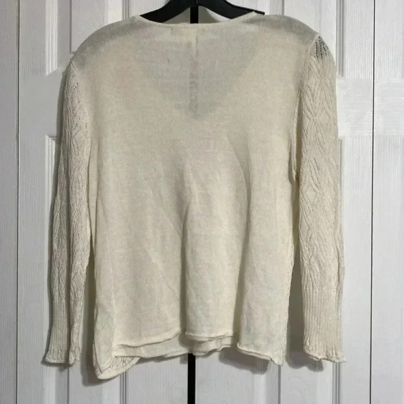 Sigrid Olsen cream knit sweater top shirt - Picture 8 of 14